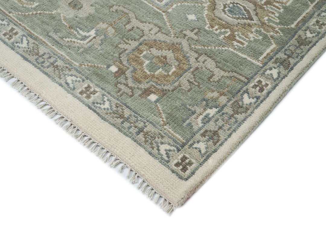 Palace Gray, Ivory, Taupe Color Hand Knotted Oushak Wool  Oriental Rug