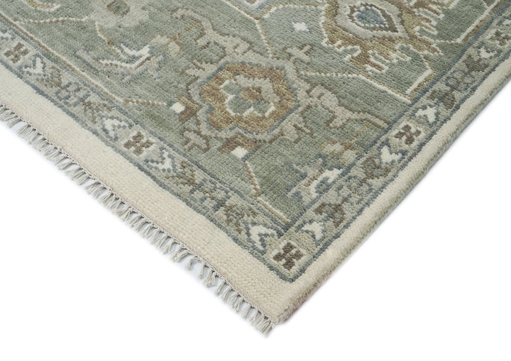 Palace Gray, Ivory, Taupe Color Hand Knotted Oushak Wool  Oriental Rug