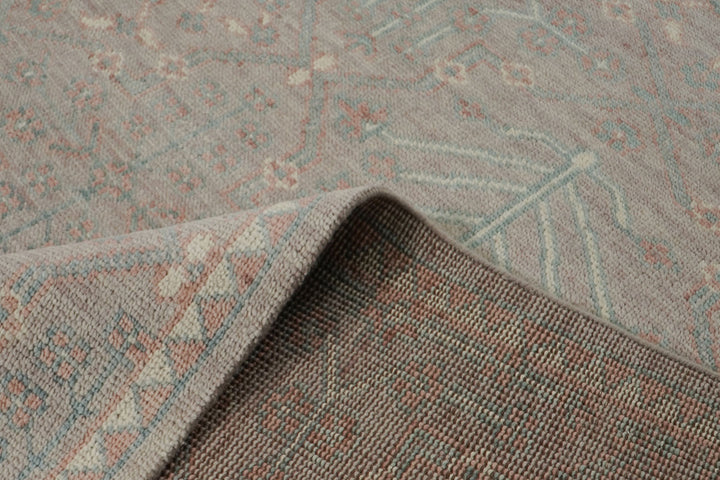 12x15 Rose, Aqua, Gray Color Hand Knotted Oushak Wool Transitional Oriental Rug