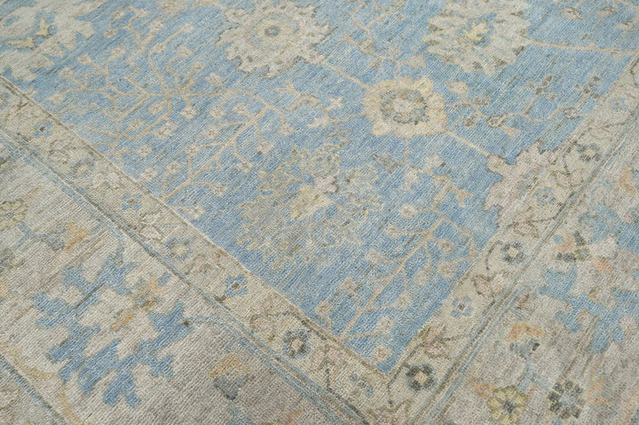 Celeste Rugs 9x12 Hand-Knotted 100% Wool Oushak Rug Traditional Blue & Beige Oriental Design