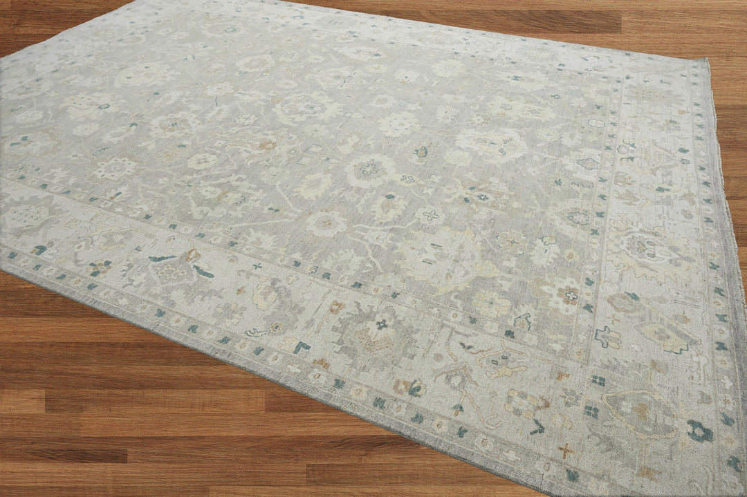 Celeste Rugs 10x14 Afghan Hand-Knotted 100% Wool Oushak Rug Classic Gray & Beige, Traditional Oriental Style