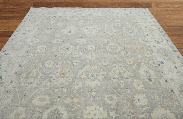 Celeste Rugs 10x14 Afghan Hand-Knotted 100% Wool Oushak Rug Classic Gray & Beige, Traditional Oriental Style