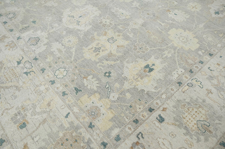 Celeste Rugs 10x14 Afghan Hand-Knotted 100% Wool Oushak Rug Classic Gray & Beige, Traditional Oriental Style