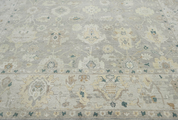 Celeste Rugs 10x14 Afghan Hand-Knotted 100% Wool Oushak Rug Classic Gray & Beige, Traditional Oriental Style