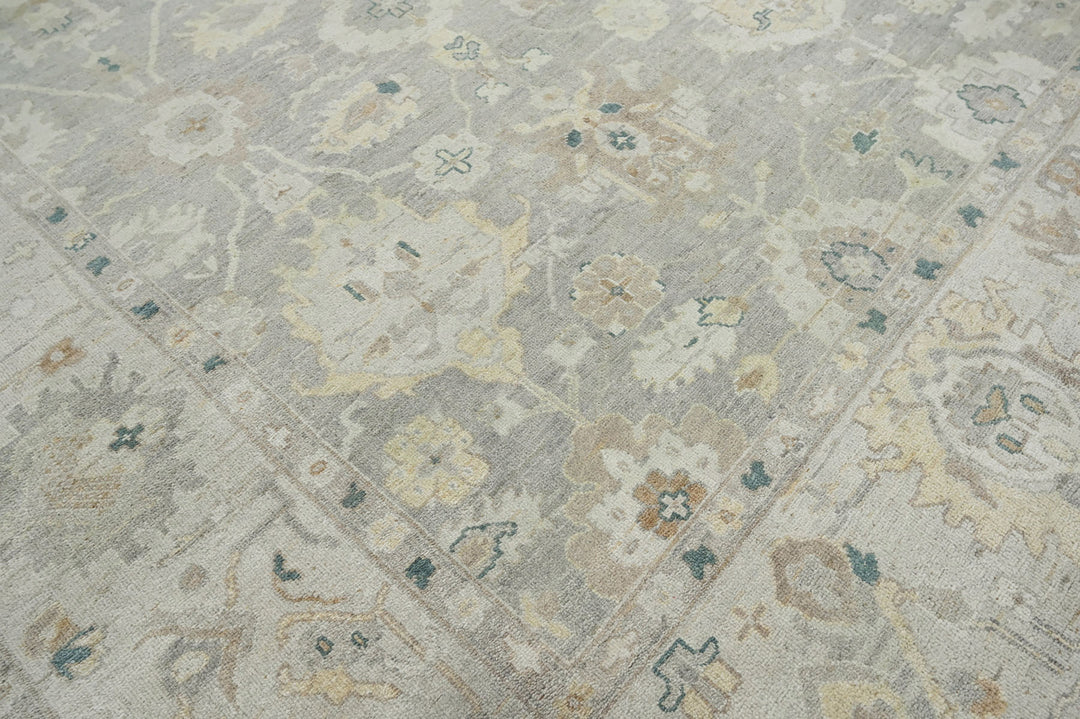 Celeste Rugs 10x14 Afghan Hand-Knotted 100% Wool Oushak Rug Classic Gray & Beige, Traditional Oriental Style