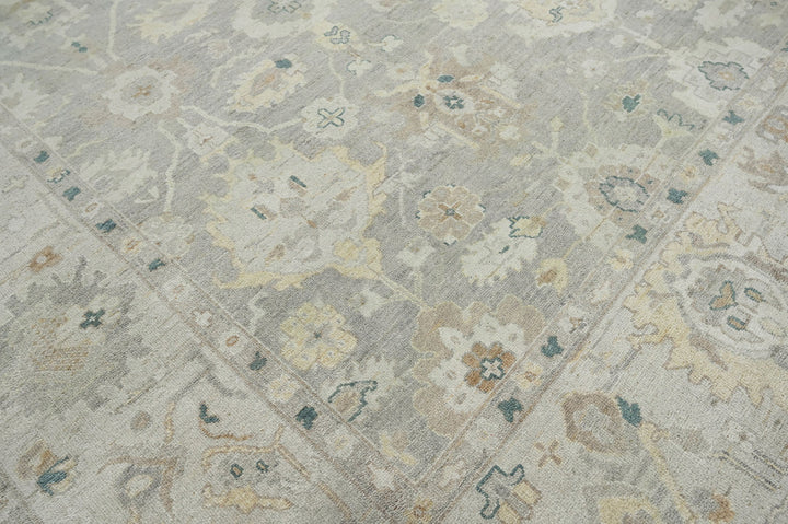 Celeste Rugs 10x14 Afghan Hand-Knotted 100% Wool Oushak Rug Classic Gray & Beige, Traditional Oriental Style
