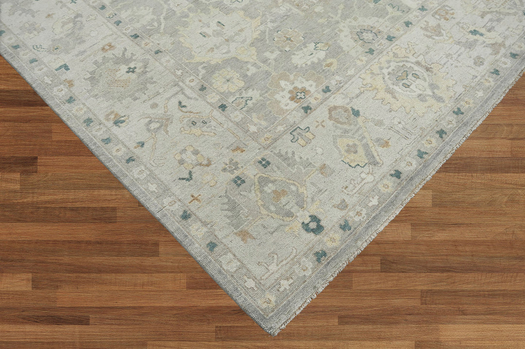 Celeste Rugs 10x14 Afghan Hand-Knotted 100% Wool Oushak Rug Classic Gray & Beige, Traditional Oriental Style