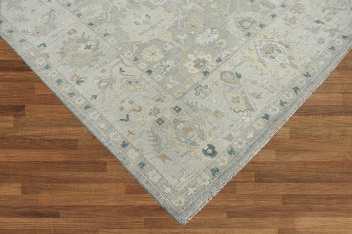 Celeste Rugs 10x14 Afghan Hand-Knotted 100% Wool Oushak Rug Classic Gray & Beige, Traditional Oriental Style