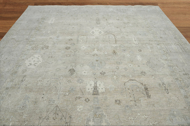 Celeste Rugs 10x14 Afghan Hand-Knotted 100% Wool Oushak Rug Tone-On-Tone Gray, Traditional Oriental Design