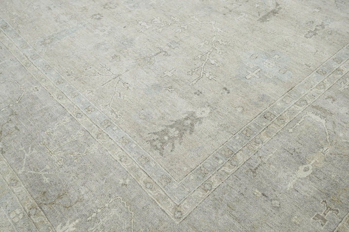 Celeste Rugs 10x14 Afghan Hand-Knotted 100% Wool Oushak Rug Tone-On-Tone Gray, Traditional Oriental Design