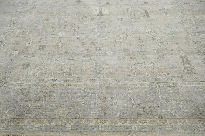 Celeste Rugs 10x14 Afghan Hand-Knotted 100% Wool Oushak Rug Tone-On-Tone Gray, Traditional Oriental Design