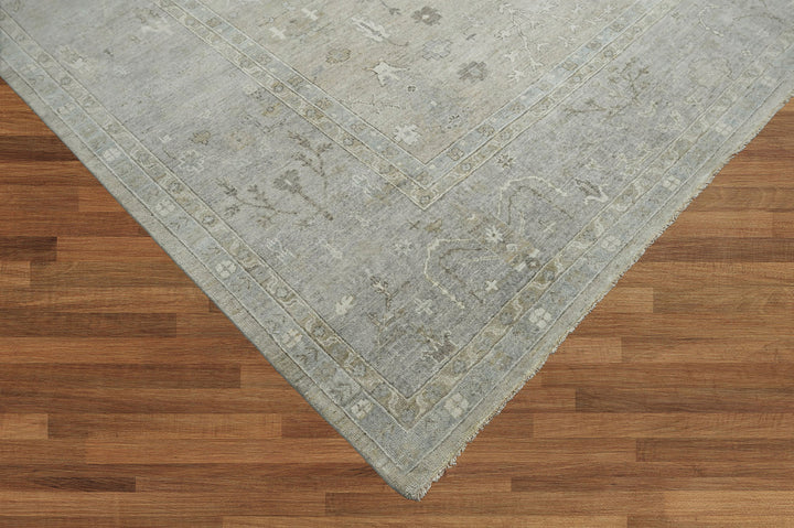 Celeste Rugs 10x14 Afghan Hand-Knotted 100% Wool Oushak Rug Tone-On-Tone Gray, Traditional Oriental Design