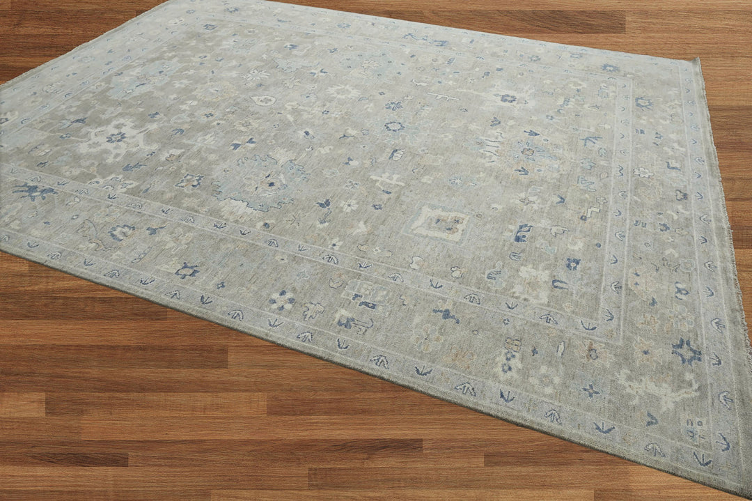 Celeste Rugs Multi Sizes Hand-Knotted 100% Wool Traditional Oushak Area Rug Elegant Gray & Beige Tones