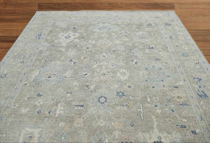 Celeste Rugs Multi Sizes Hand-Knotted 100% Wool Traditional Oushak Area Rug Elegant Gray & Beige Tones