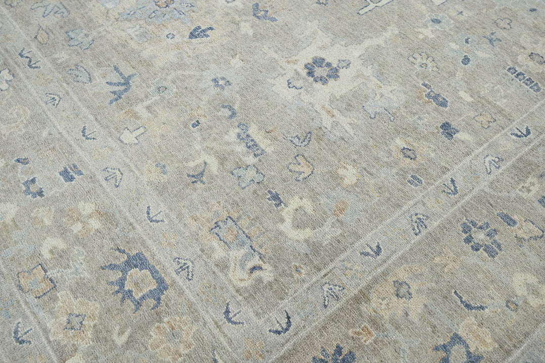 Celeste Rugs Multi Sizes Hand-Knotted 100% Wool Traditional Oushak Area Rug Elegant Gray & Beige Tones