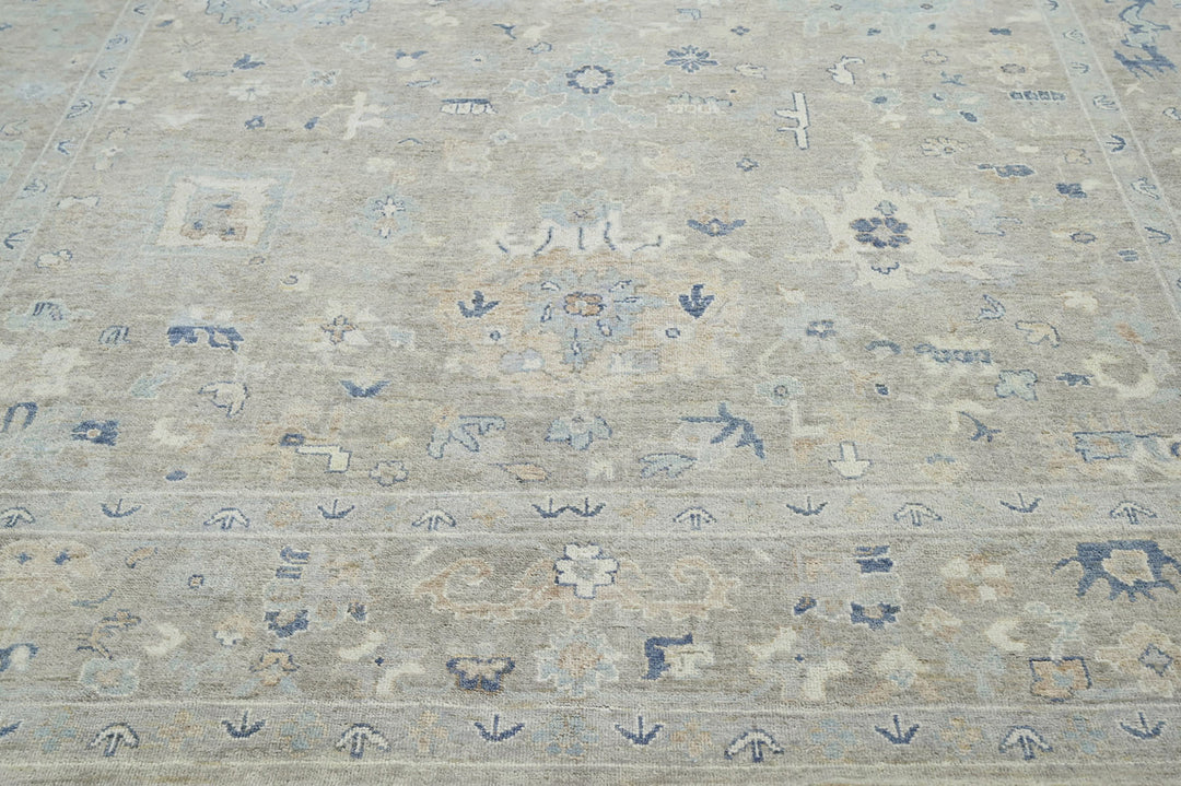 Celeste Rugs Multi Sizes Hand-Knotted 100% Wool Traditional Oushak Area Rug Elegant Gray & Beige Tones