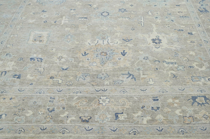 Celeste Rugs Multi Sizes Hand-Knotted 100% Wool Traditional Oushak Area Rug Elegant Gray & Beige Tones