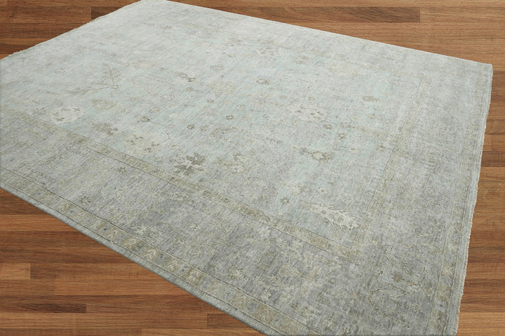 Celeste Rugs 9x12 Hand-Knotted 100% Wool Oushak Area Rug Traditional Celadon Gray Design