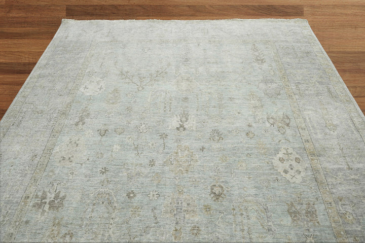 Celeste Rugs 9x12 Hand-Knotted 100% Wool Oushak Area Rug Traditional Celadon Gray Design