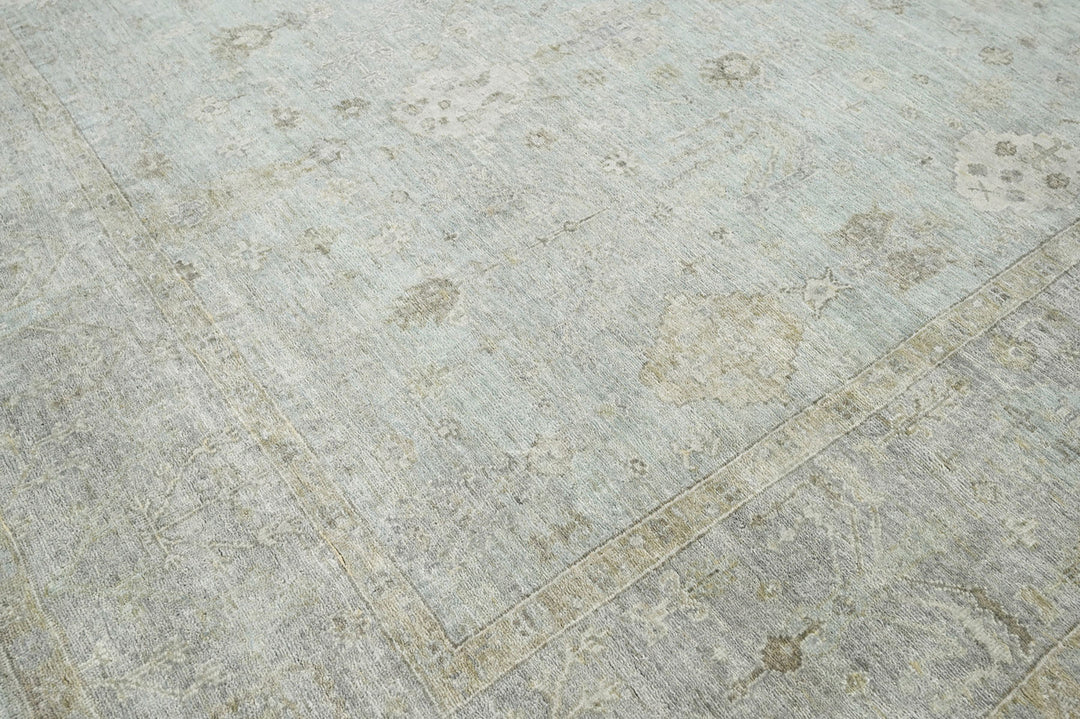 Celeste Rugs 9x12 Hand-Knotted 100% Wool Oushak Area Rug Traditional Celadon Gray Design