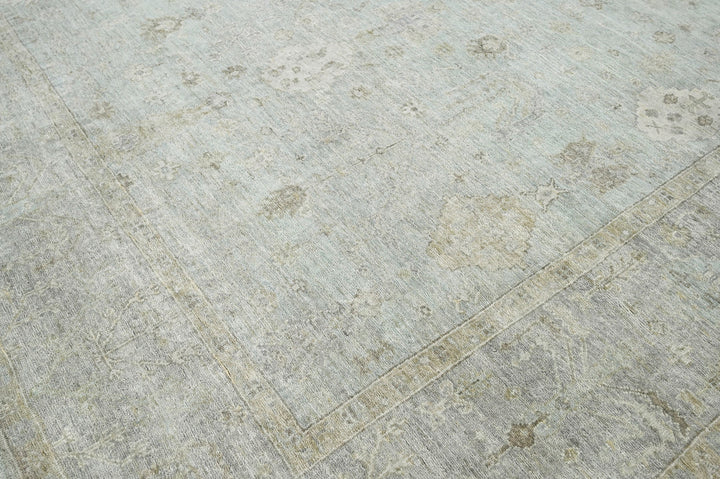 Celeste Rugs 9x12 Hand-Knotted 100% Wool Oushak Area Rug Traditional Celadon Gray Design