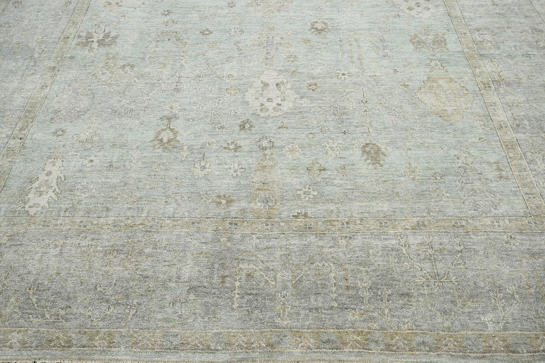 Celeste Rugs 9x12 Hand-Knotted 100% Wool Oushak Area Rug Traditional Celadon Gray Design