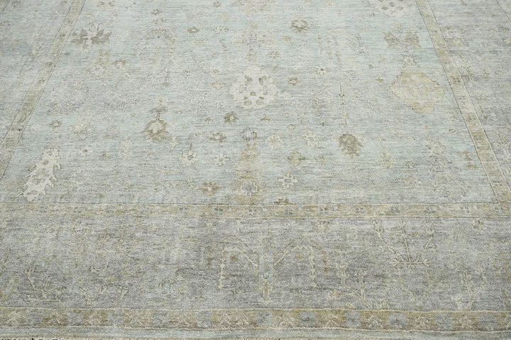 Celeste Rugs 9x12 Hand-Knotted 100% Wool Oushak Area Rug Traditional Celadon Gray Design