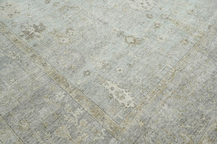 Celeste Rugs 9x12 Hand-Knotted 100% Wool Oushak Area Rug Traditional Celadon Gray Design