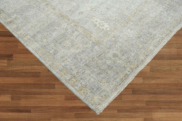 Celeste Rugs 9x12 Hand-Knotted 100% Wool Oushak Area Rug Traditional Celadon Gray Design