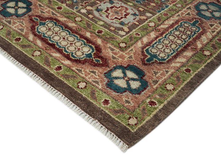 10x14 Brown, Rose, Teal Color Hand Knotted Oushak Wool Traditional Oriental Rug