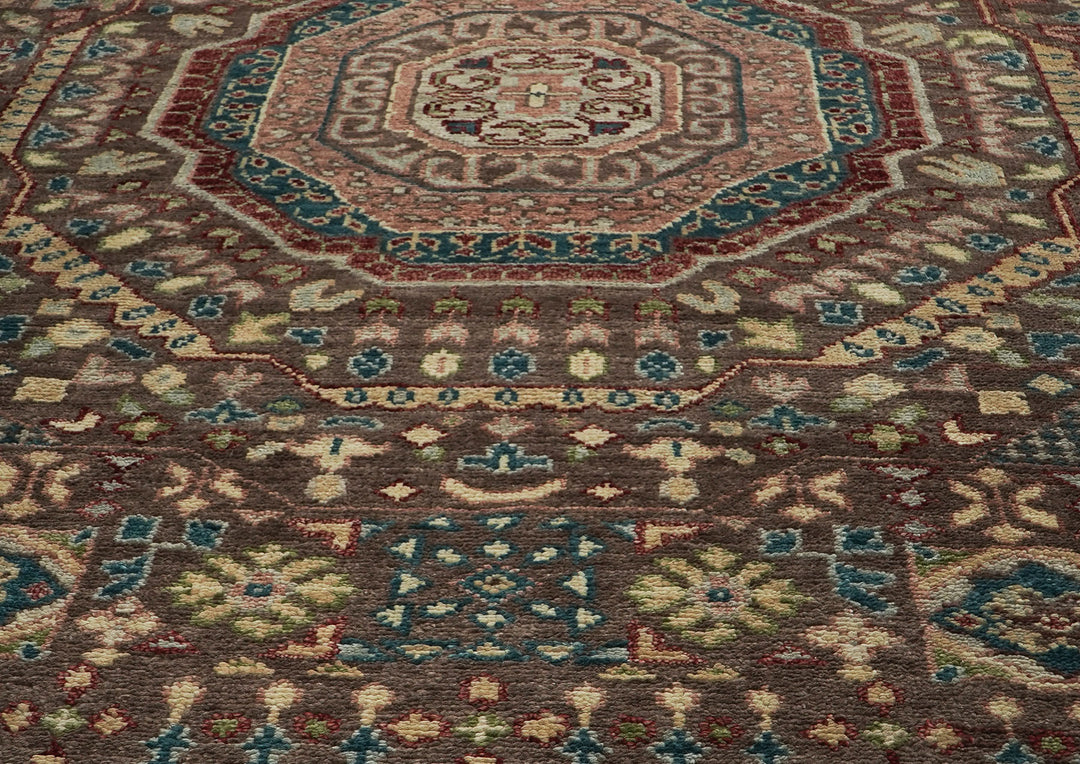10x14 Brown, Rose, Teal Color Hand Knotted Oushak Wool Traditional Oriental Rug