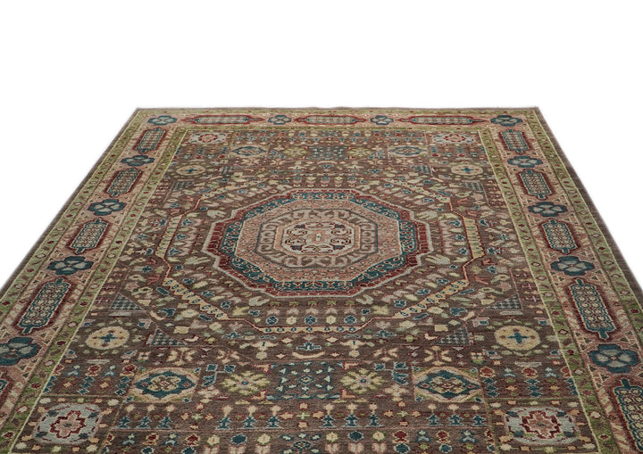 10x14 Brown, Rose, Teal Color Hand Knotted Oushak Wool Traditional Oriental Rug