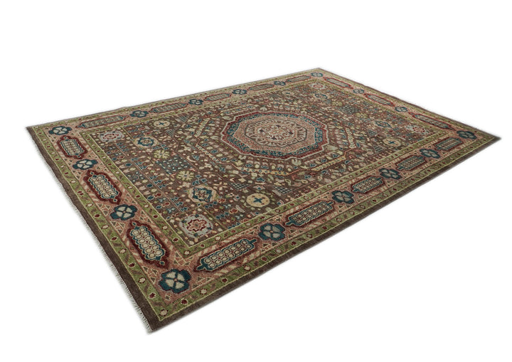 10x14 Brown, Rose, Teal Color Hand Knotted Oushak Wool Traditional Oriental Rug