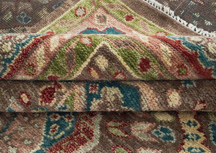 10x14 Brown, Rose, Teal Color Hand Knotted Oushak Wool Traditional Oriental Rug
