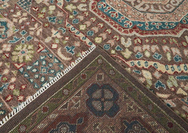 10x14 Brown, Rose, Teal Color Hand Knotted Oushak Wool Traditional Oriental Rug