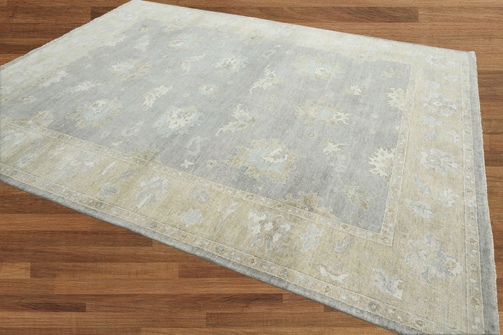 Celeste Rugs Hand Knotted Multi Size Indo Oushak 100% Wool Area Rug Traditional Oriental Design Blue & Beige.
