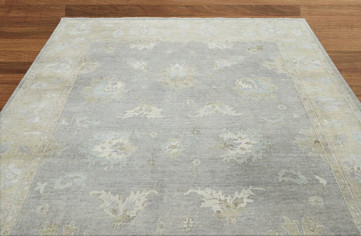 Celeste Rugs Hand Knotted Multi Size Indo Oushak 100% Wool Area Rug Traditional Oriental Design Blue & Beige.