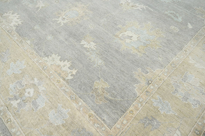 Celeste Rugs Hand Knotted Multi Size Indo Oushak 100% Wool Area Rug Traditional Oriental Design Blue & Beige.