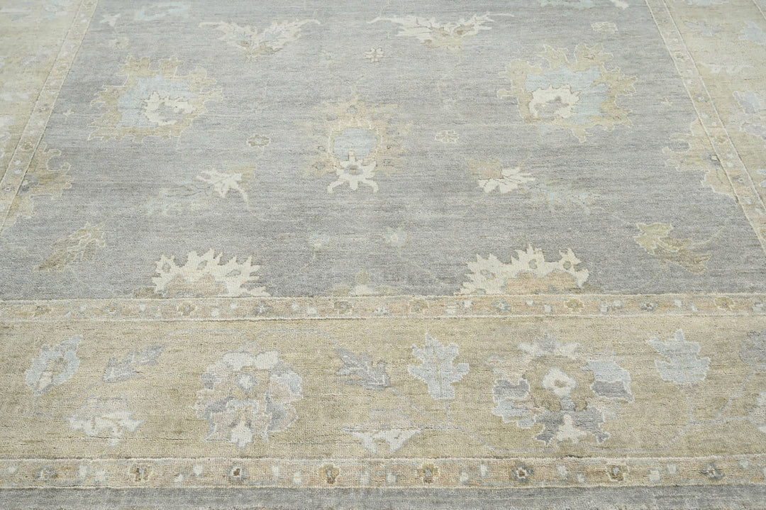 Celeste Rugs Hand Knotted Multi Size Indo Oushak 100% Wool Area Rug Traditional Oriental Design Blue & Beige.