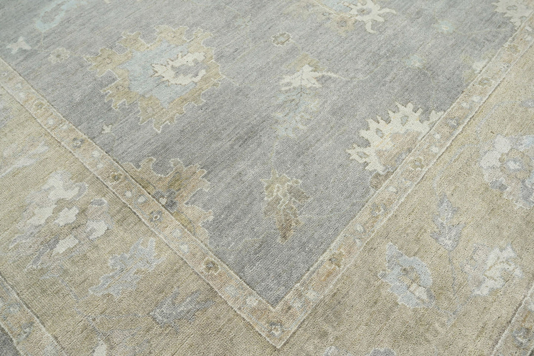 Celeste Rugs Hand Knotted Multi Size Indo Oushak 100% Wool Area Rug Traditional Oriental Design Blue & Beige.