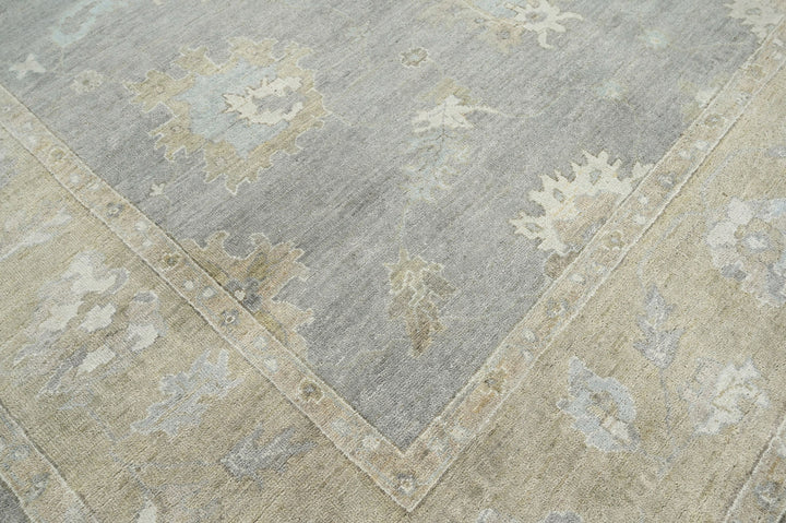 Celeste Rugs Hand Knotted Multi Size Indo Oushak 100% Wool Area Rug Traditional Oriental Design Blue & Beige.