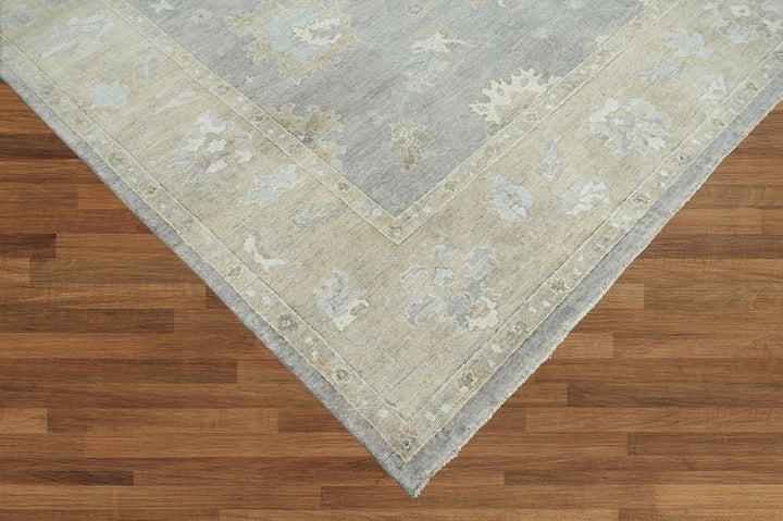 Celeste Rugs Hand Knotted Multi Size Indo Oushak 100% Wool Area Rug Traditional Oriental Design Blue & Beige.