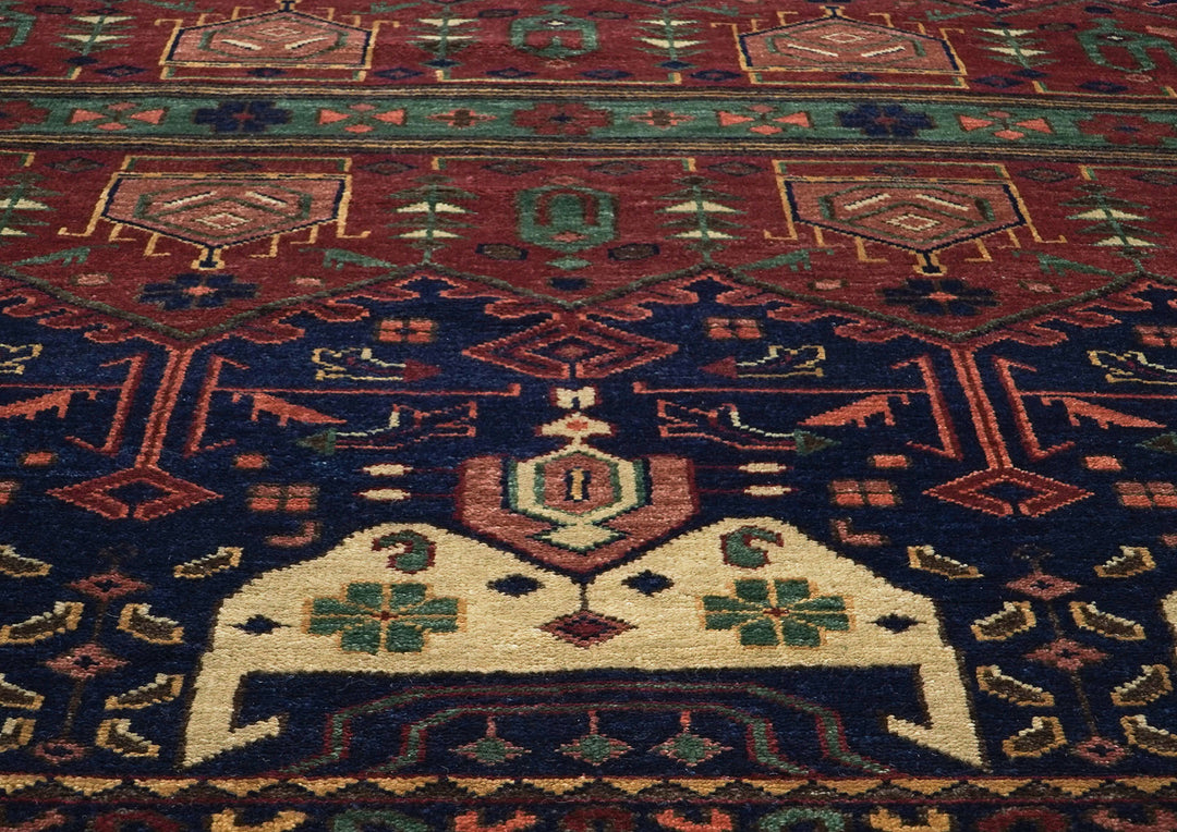 12x15 Navy, Rust, Rose Color Hand Knotted Oushak Wool Tribal Oriental Rug