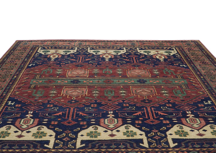 12x15 Navy, Rust, Rose Color Hand Knotted Oushak Wool Tribal Oriental Rug