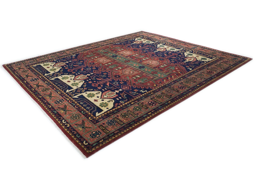 12x15 Navy, Rust, Rose Color Hand Knotted Oushak Wool Tribal Oriental Rug