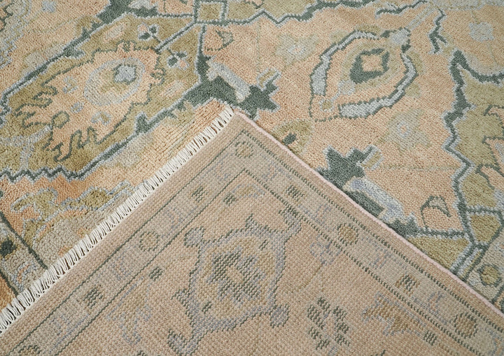 9x12 Peach, Gray, Slate Color Hand Knotted Oushak Wool Transitional Oriental Rug
