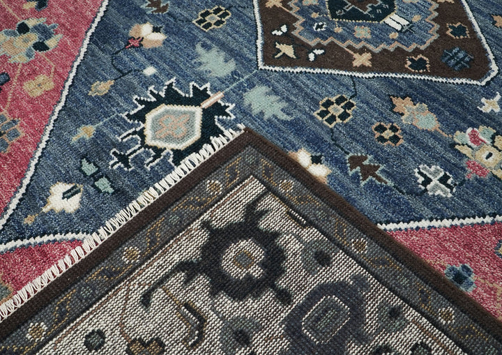9x12 Pink, Blue, Ivory Color Hand Knotted Oushak Wool Traditional Oriental Rug