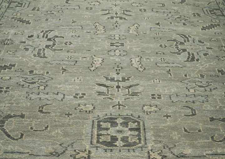 9x12 Gray, Taupe, Beige Color Hand Knotted Oushak Wool Transitional Oriental Rug