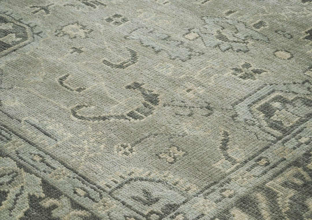 9x12 Gray, Taupe, Beige Color Hand Knotted Oushak Wool Transitional Oriental Rug