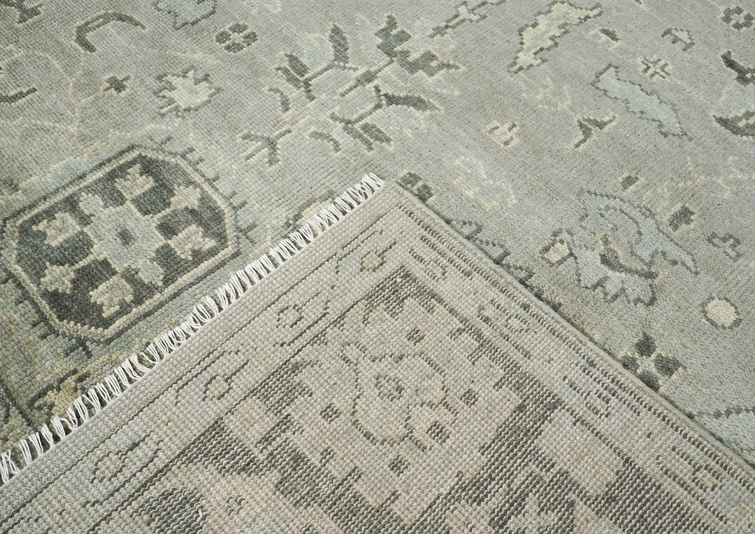 9x12 Gray, Taupe, Beige Color Hand Knotted Oushak Wool Transitional Oriental Rug
